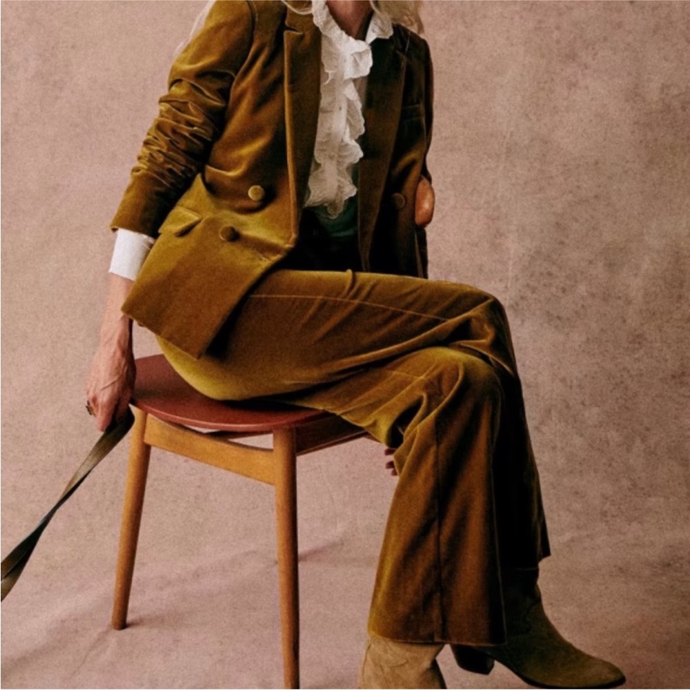 Sezane Martin Velvet Trousers, Curry Gold, Women’s 4 (36) - Picture 2 of 8